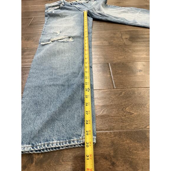 H&M Womens Blue Baggy Low Waist Distressed Taille Basse Denim Jeans Size 2 NWT - Picture 7 of 9